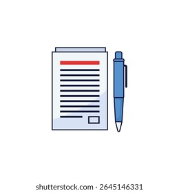 Content Marketing Document with Pen Icon - Writing, Strategy, and Publishing Symbol