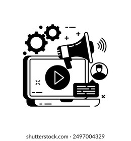 Content Marketing Glyph Icon, Vector illustration