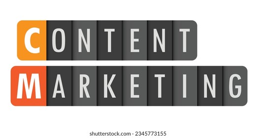 CONTENT MARKETING gray vector typography banner with initial letter highlighted in red