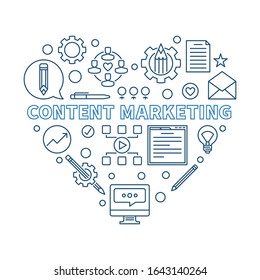 Content Marketing Heart vector concept blue thin line illustration
