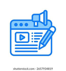 Icono de marketing de contenido Ilustración vectorial azul