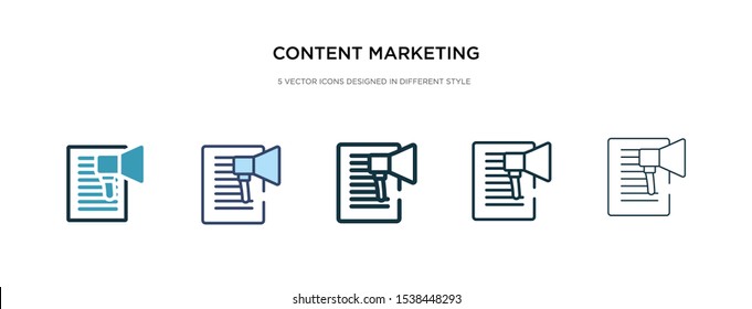content marketing icon in different style vector illustration. two colored and black content marketing vector icons designed in filled, outline, line and stroke style can be used for web, mobile, ui