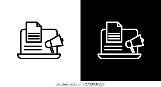 Content marketing icon. Isolated object on a black and white background.