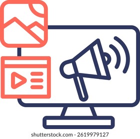 Content Marketing Icon Line Color Vector Illustration