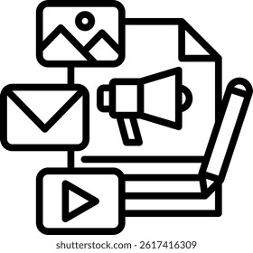 Content Marketing Icon Line Vector Illustration