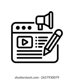 Vektorgrafik der Symbolzeile für das Inhaltsmarketing