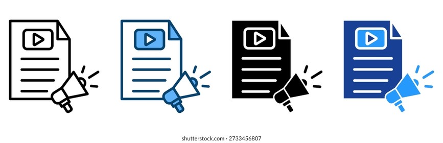 Icono de marketing de contenido Colección de Vector de estilos múltiples