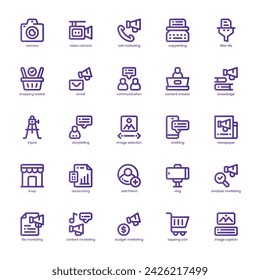 Content Marketing icon pack for your website, mobile, presentation, and logo design. Content Marketing icon basic line gradient design. Vector graphics illustration and editable stroke.