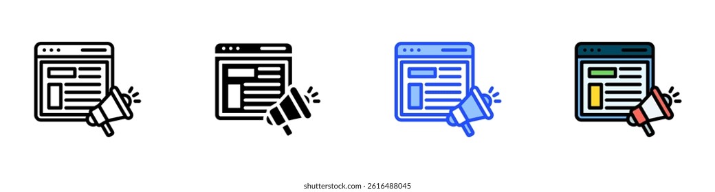 Content Marketing Icon Set With Multiple Style Collection