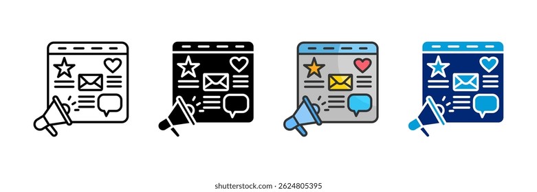 Conjunto de iconos de marketing de contenido Colección de estilos múltiples