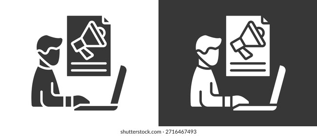 Conjunto De Vetores De Ícones De Marketing De Conteúdo Isolado Em Preto E Branco
