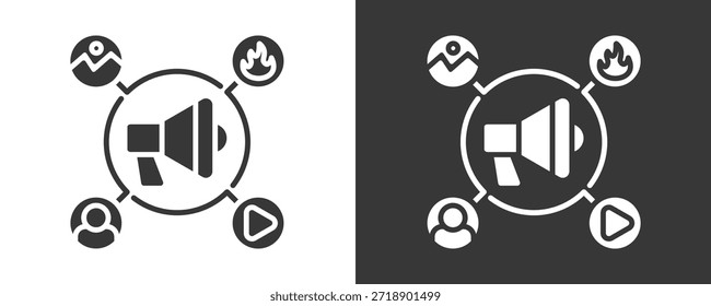 Conjunto De Vetores De Ícones De Marketing De Conteúdo Isolado Em Preto E Branco