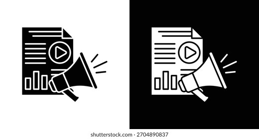 Vector de silueta de icono de marketing de contenido en colores negros. estilo de diseño de logotipo de símbolo plano