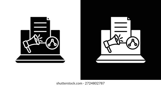 Contenido de marketing icono silueta Vector plano paquete de diseño de ilustración.