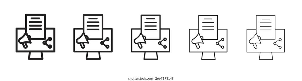 Content marketing icon simple editable stroke series pack. eps10