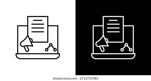 Icono de marketing de contenidos. Símbolo plano simple. Ilustración de pictograma de contorno negro perfecto