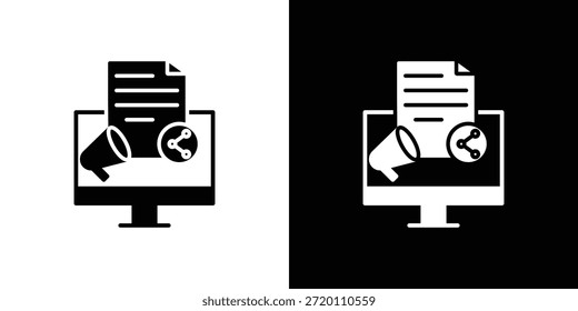 Content marketing icon simple flat graphic illustrations. Black and white silhouette vector
