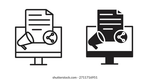 Content marketing icon in Thin linear and flat style. sign and symbol set