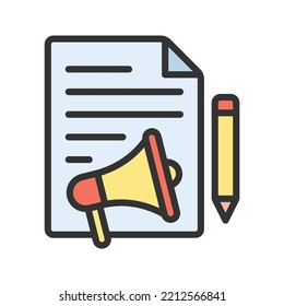Imagen vectorial del icono Marketing de contenido. También se puede utilizar para el marketing digital. Adecuado para aplicaciones móviles, aplicaciones web y medios impresos.
