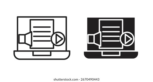 Vetor, sinal e símbolo de ícone de marketing de conteúdo para elementos de design, site ou aplicativos.