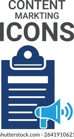 Content marketing icons, A dynamic collection of icons designed to enhance branding, promotions, and customer engagement, perfect for marketing materials and business applications.