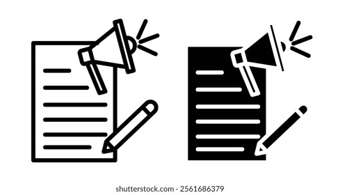 Content marketing Icons set in solid and thin line style