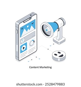 Content Marketing isometric stock illustration. EPS File stock illustration