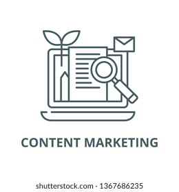 Content marketing line icon, vector. Content marketing outline sign, concept symbol, flat illustration