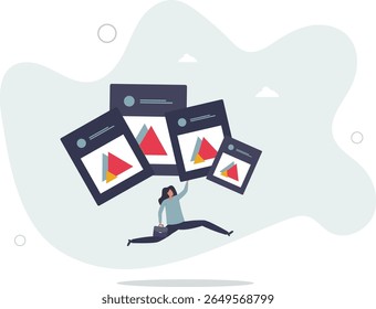 Marketing de conteúdo e postagem de mídia social para fins comerciais. vida de caráter .