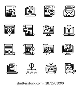 Content Marketing Solid Icons Set 