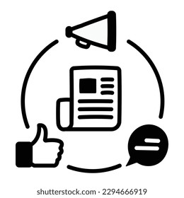 Content marketing, Strategy, creation, Content distribution, promotion, Content performance vector icon with editable stroke.