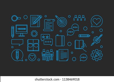 Content Marketing vector concept horizontal banner made with linear icons