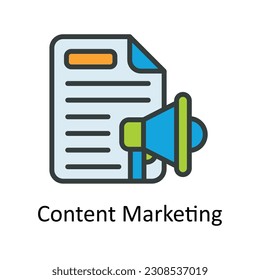 Content Marketing Vector Fill outline Icon Design illustration. Seo and web Symbol on White background EPS 10 File