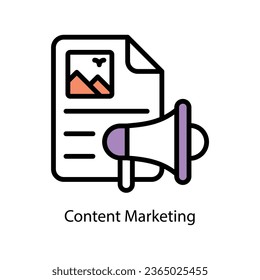 Content Marketing vector Fill outline icon illustration. EPS 10 File.
