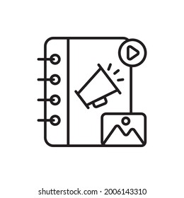 Content Marketing vector outline icon style illustration. Marketing and advertising symbol EPS 10 file