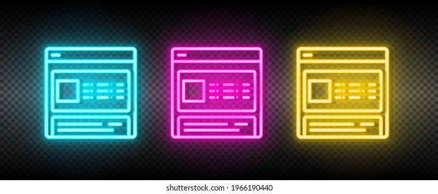 Content, online neon icon set
