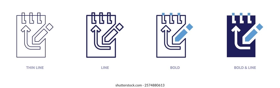 Content optimization icon in 4 different styles. Thin Line, Line, Bold, and Bold Line. Duotone style. Editable stroke.