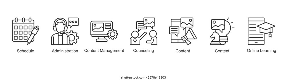 Content Optimization Icon Schedule, Administration, Content Management, Counseling, Content, Content, Online Learning