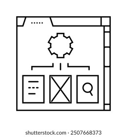 content organization technical writer line icon vector. content organization technical writer sign. isolated contour symbol black illustration