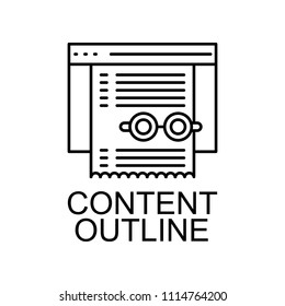 content outline icon. Element of web development signs with name for mobile concept and web apps. Detailed content outline icon can be used for web and mobile on white background