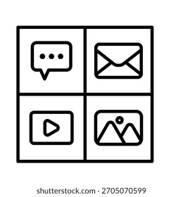 Ilustración vectorial de iconos de contorno de contenido