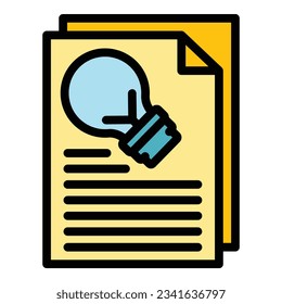 Content paper icon outline vector. Media seo. Market blog color flat