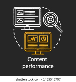 Content Performance Chalk Concept Icon. Digital Marketing Benefit Idea.  Content Relevance Optimization, Brand Promotion. Web Analytics, Smm Metrics. Vector Isolated Chalkboard Illustration