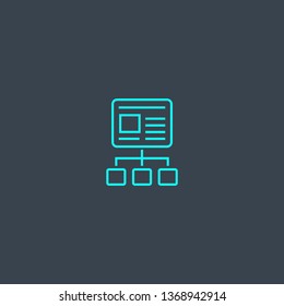 content plan concept blue line icon. Simple thin element on dark background. content plan concept outline symbol design. Can be used for web and mobile UI/UX