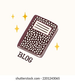 Content plan, equipment for making a blog or vlog vector illustration. Cartoon notebook for making internet content vector flat illustration.
