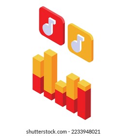 Content plan graph icon isometric vector. Social media. Web market