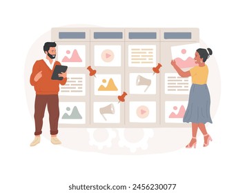 Content plan isolated concept vector illustration. Content marketing plan, online social media planner, writing blog post, smm software, promotion, digital business strategy vector concept.