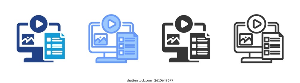 Content Planning icon set multiple style collection