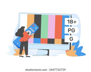 Content rating abstract concept vector illustration. Media and tv rating, content classification system, audience age limitation, censorship classification, games and apps abstract metaphor.