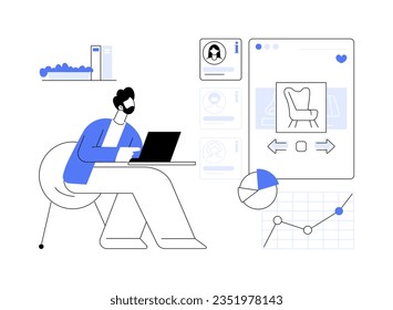 Content recommendations abstract concept vector illustration. Marketing manager deals with audience segmentation, customer engagement, AI leverage data, CRM system, big data abstract metaphor.